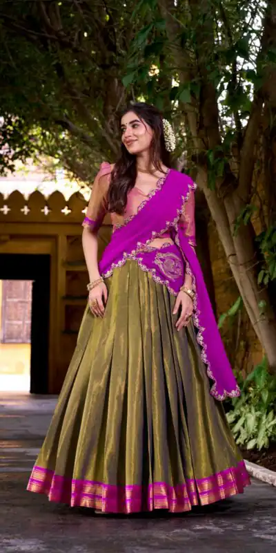 Pink Kanchipuram Weaving Lehenga Choli | Lehenga, Bollywood Lehenga, Creative Lehenga, Designer Lehenga, Embroidered Lehenga, Party Wear Lehenga
