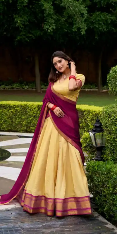 Pink Kanchipuram Zari Lace Work Lehenga Choli | Lehenga, Bollywood Lehenga, Creative Lehenga, Designer Lehenga, Embroidered Lehenga, Party Wear Lehenga