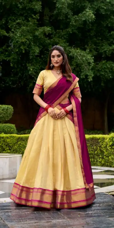 Pink Kanchipuram Zari Lace Work Lehenga Choli | Lehenga, Bollywood Lehenga, Creative Lehenga, Designer Lehenga, Embroidered Lehenga, Party Wear Lehenga