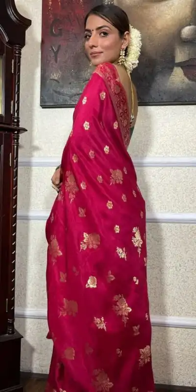 Pink Lichi Silk Jacquard Work Saree | Sarees, Bollywood Sarees, Creative Sarees, Designer Sarees, Embroidered Sarees, Ethnic Saree, Modern Digital sarees, Party Wear Sarees