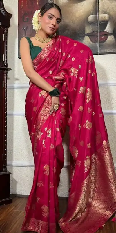 Pink Lichi Silk Jacquard Work Saree | Sarees, Bollywood Sarees, Creative Sarees, Designer Sarees, Embroidered Sarees, Ethnic Saree, Modern Digital sarees, Party Wear Sarees