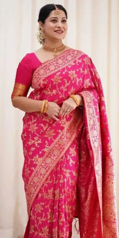 Pink Lichi Silk Saree | Sarees, Bollywood Sarees, Creative Sarees, Designer Sarees, Embroidered Sarees, Ethnic Saree, Modern Digital sarees, Party Wear Sarees