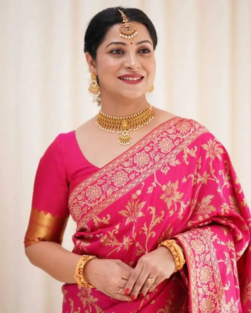 Pink Lichi Silk Saree | Sarees, Bollywood Sarees, Creative Sarees, Designer Sarees, Embroidered Sarees, Ethnic Saree, Modern Digital sarees, Party Wear Sarees