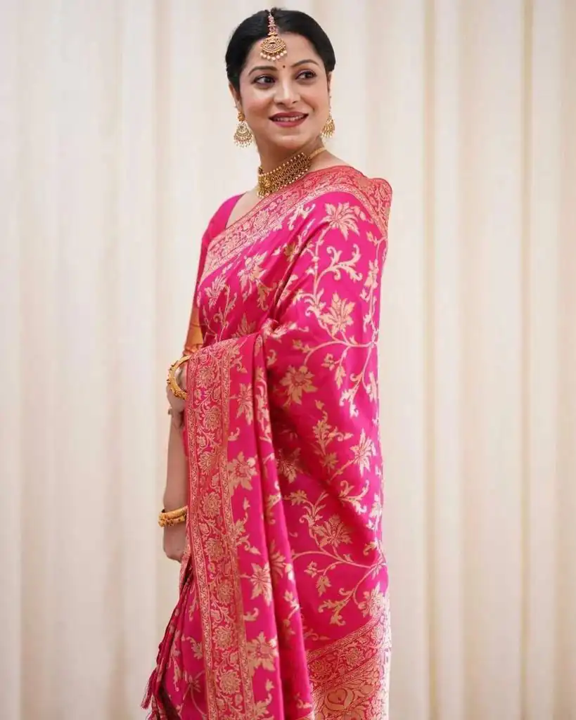 Pink Lichi Silk Saree | Sarees, Bollywood Sarees, Creative Sarees, Designer Sarees, Embroidered Sarees, Ethnic Saree, Modern Digital sarees, Party Wear Sarees