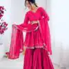 Pink Mal Chanderi Mirror Work Salwar Suit | Jump Suits, Tops & Bottoms, Track Suits, Salwar suit, Casual Suits, Creative suits, Designer Suits, Palazzo Suits, Party Wear Suits, Patiala Suits, Straight Suits, Trendy Wear