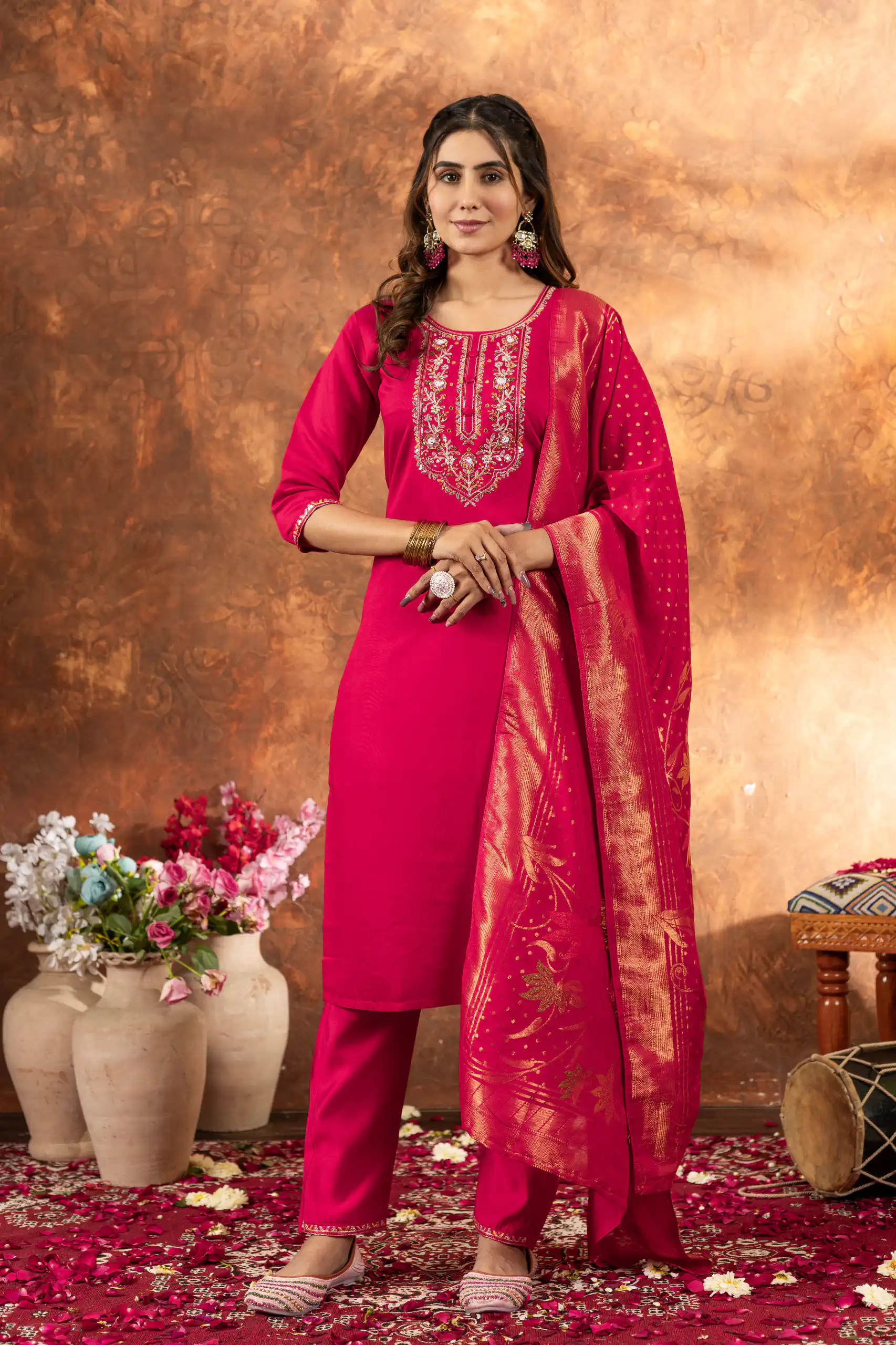 Pink Marina Silk Embroidery Work Salwar Suit | Jump Suits, Salwar suit, Casual Suits, Creative suits, Designer Suits, Palazzo Suits, Party Wear Suits, Patiala Suits, Straight Suits
