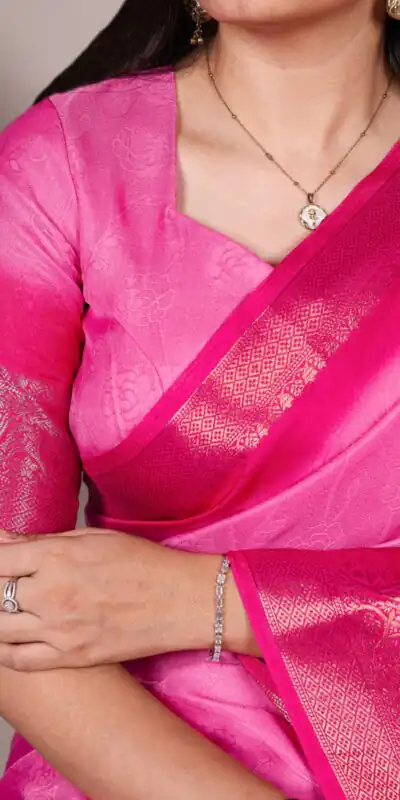 Pink Marsh Mello Zari Work Saree | Sarees, Bollywood Sarees, Creative Sarees, Designer Sarees, Embroidered Sarees, Ethnic Saree, Modern Digital sarees, Party Wear Sarees