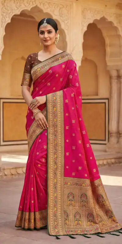 Pink Meenakari Lace Zari Work Saree | Sarees, Bollywood Sarees, Creative Sarees, Designer Sarees, Embroidered Sarees, Ethnic Saree, Modern Digital sarees, Party Wear Sarees