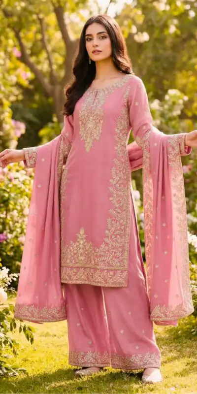 Pink Organza Silk With Sequence Work Salwar Suit | Jump Suits, Salwar suit, Casual Suits, Creative suits, Designer Suits, Palazzo Suits, Party Wear Suits, Patiala Suits, Straight Suits