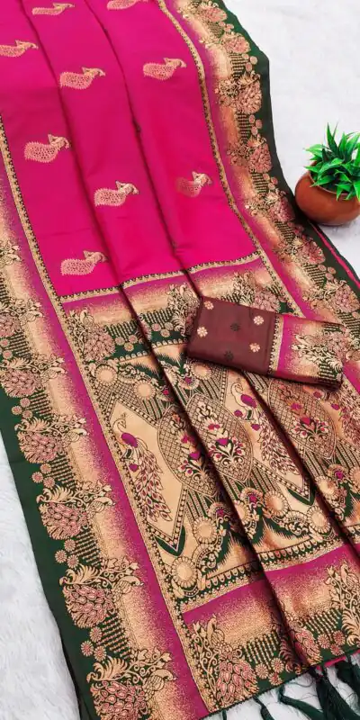 Pink Paithani Silk Zari Lace Work Saree | Sarees, Bollywood Sarees, Creative Sarees, Designer Sarees, Embroidered Sarees, Ethnic Saree, Modern Digital sarees, Party Wear Sarees
