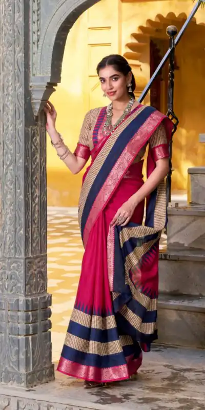 Pink Poly Cotton Printed Zari Saree | Sarees, Bollywood Sarees, Creative Sarees, Designer Sarees, Embroidered Sarees, Ethnic Saree, Modern Digital sarees, Party Wear Sarees