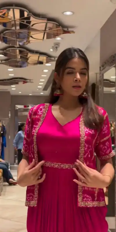 Pink Printed Chinon With Lace Work Dhoti Suit | Jump Suits, Salwar suit, Casual Suits, Creative suits, Designer Suits, Palazzo Suits, Party Wear Suits, Patiala Suits, Straight Suits