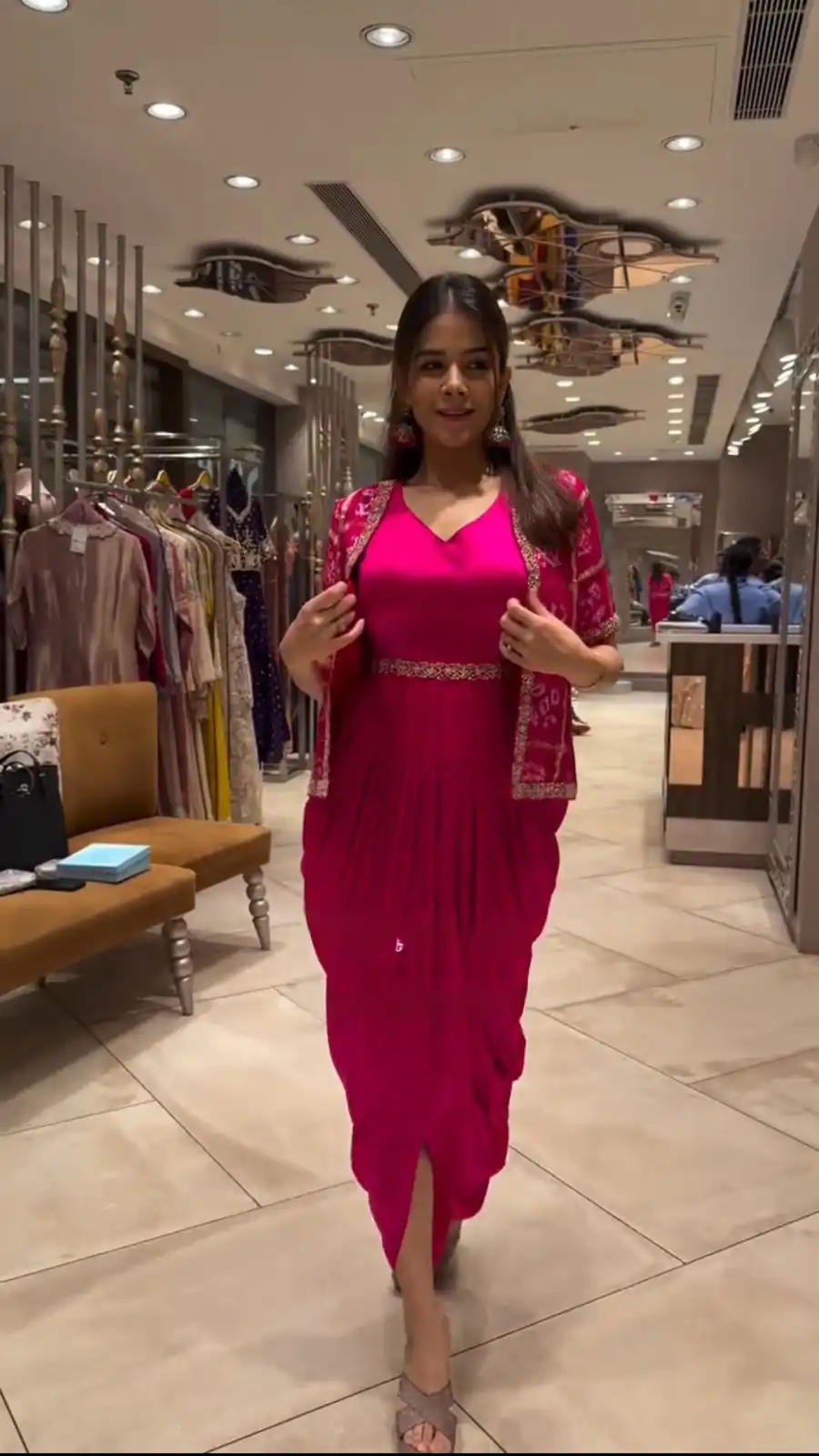 Pink Printed Chinon With Lace Work Dhoti Suit | Jump Suits, Salwar suit, Casual Suits, Creative suits, Designer Suits, Palazzo Suits, Party Wear Suits, Patiala Suits, Straight Suits