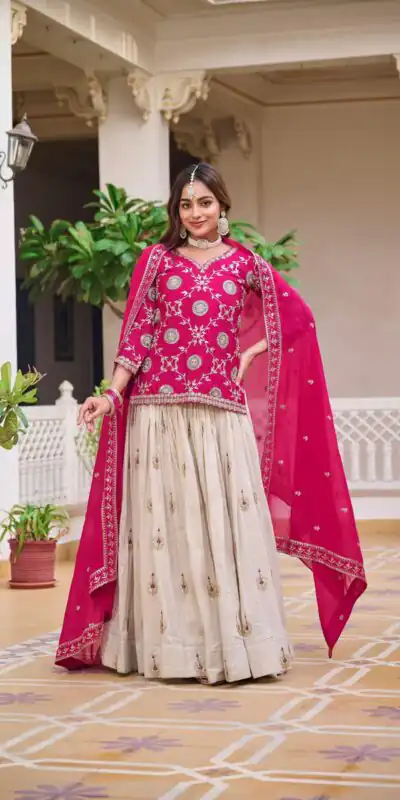 Pink Pure Chinon Embroidery Work Lehenga Choli | Lehenga, Bollywood Lehenga, Creative Lehenga, Designer Lehenga, Embroidered Lehenga, Party Wear Lehenga