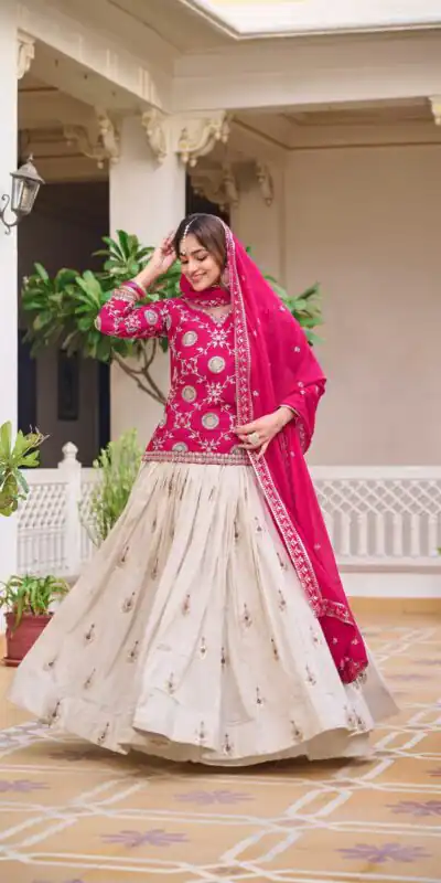 Pink Pure Chinon Embroidery Work Lehenga Choli | Lehenga, Bollywood Lehenga, Creative Lehenga, Designer Lehenga, Embroidered Lehenga, Party Wear Lehenga
