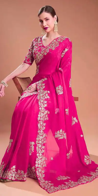 Pink Rangoli Silk Sequins Embroidery Work Saree | Sarees, Bollywood Sarees, Creative Sarees, Designer Sarees, Embroidered Sarees, Ethnic Saree, Modern Digital sarees, Party Wear Sarees