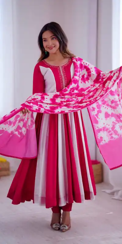 Pink Roman Silk Embroidery Work Digital Print Gown | Gowns, Bollywood Gowns, Creative Gowns, Designer Gowns, Embroidered Gowns, Party Wear Gowns