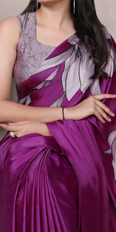 Pink Satin Floral Printed Saree | Sarees, Bollywood Sarees, Creative Sarees, Designer Sarees, Embroidered Sarees, Ethnic Saree, Modern Digital sarees, Party Wear Sarees