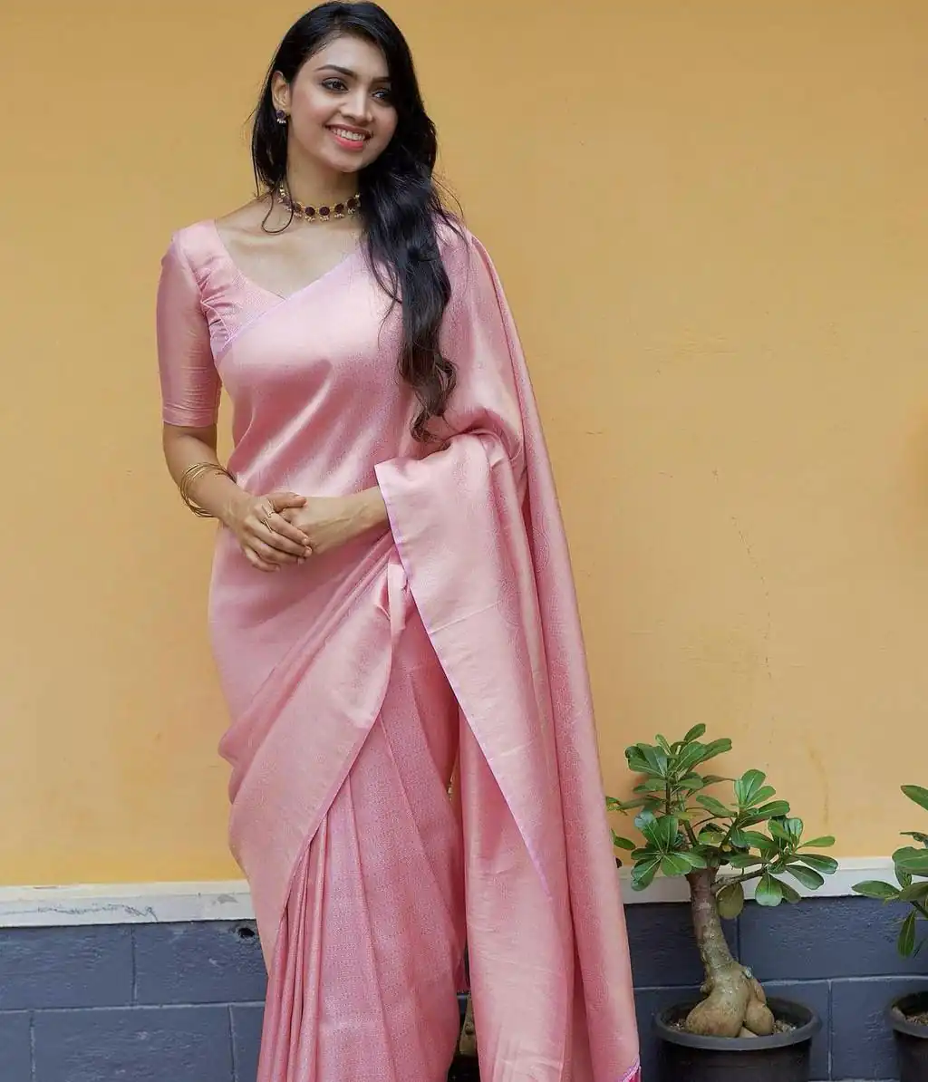 Pink Silk Jacquard Work On All Over Saree | Sarees, Bollywood Sarees, Creative Sarees, Designer Sarees, Embroidered Sarees, Ethnic Saree, Modern Digital sarees, Party Wear Sarees