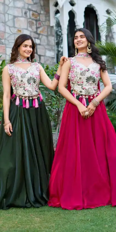 Pink Simar Tissue Silk Thread Work Lehenga Choli | Lehenga, Bollywood Lehenga, Creative Lehenga, Designer Lehenga, Embroidered Lehenga, Party Wear Lehenga