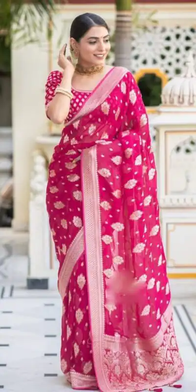Pink Soft Lichi Silk Jacquard Work Saree | Sarees, Bollywood Sarees, Creative Sarees, Designer Sarees, Embroidered Sarees, Ethnic Saree, Modern Digital sarees, Party Wear Sarees
