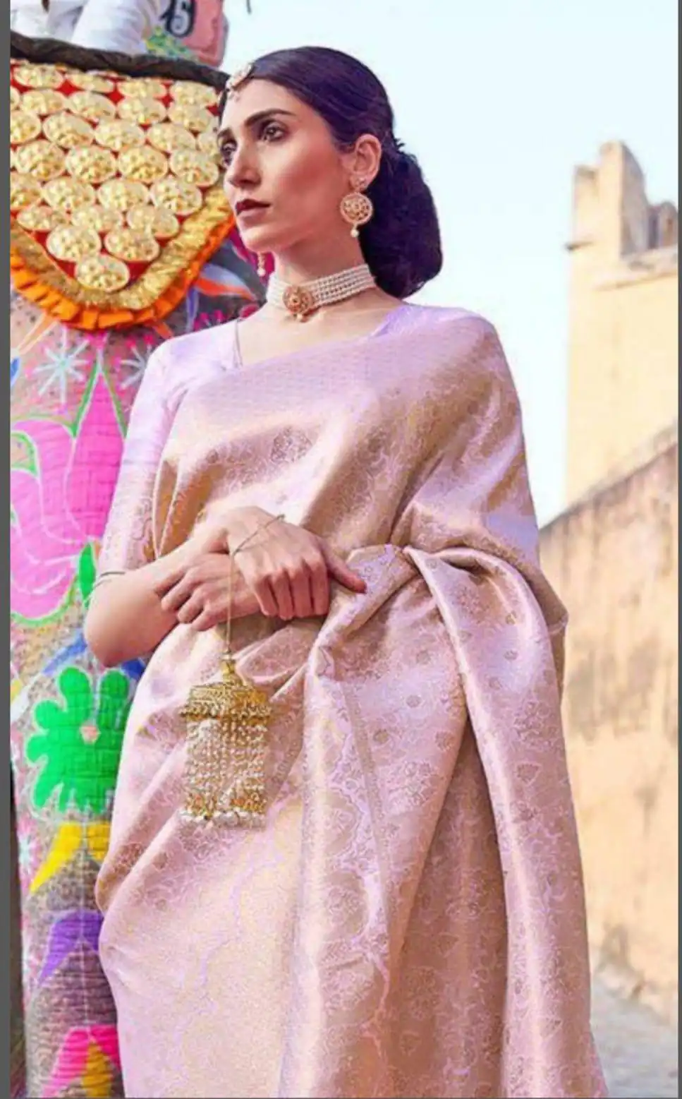 Pink Soft Lichi Silk Saree | Sarees, Bollywood Sarees, Creative Sarees, Designer Sarees, Embroidered Sarees, Ethnic Saree, Modern Digital sarees, Party Wear Sarees