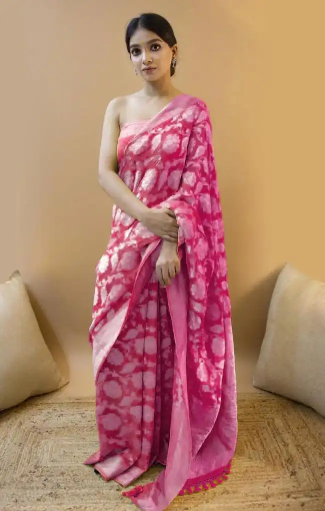 Pink Soft Lichi Silk Zahlar Saree | Sarees, Bollywood Sarees, Creative Sarees, Designer Sarees, Embroidered Sarees, Ethnic Saree, Modern Digital sarees, Party Wear Sarees