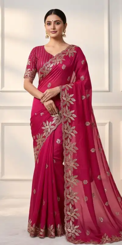 Pink Soft Organza Silk With Sequins Work Saree | Sarees, Bollywood Sarees, Creative Sarees, Designer Sarees, Embroidered Sarees, Ethnic Saree, Modern Digital sarees, Party Wear Sarees