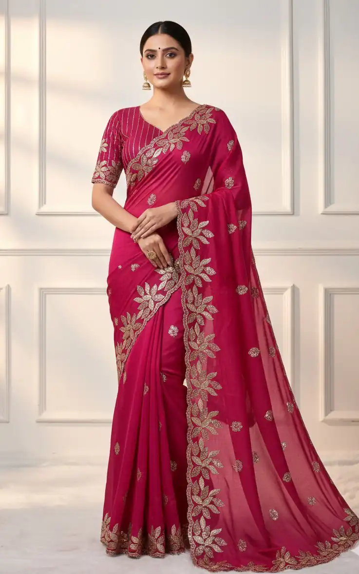 Pink Soft Organza Silk With Sequins Work Saree | Sarees, Bollywood Sarees, Creative Sarees, Designer Sarees, Embroidered Sarees, Ethnic Saree, Modern Digital sarees, Party Wear Sarees