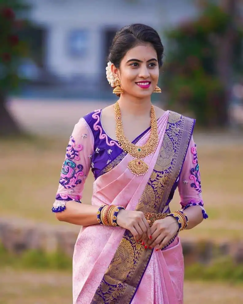 Pink Soft Silk Jacquard Saree | Sarees, Bollywood Sarees, Creative Sarees, Designer Sarees, Embroidered Sarees, Ethnic Saree, Modern Digital sarees, Party Wear Sarees