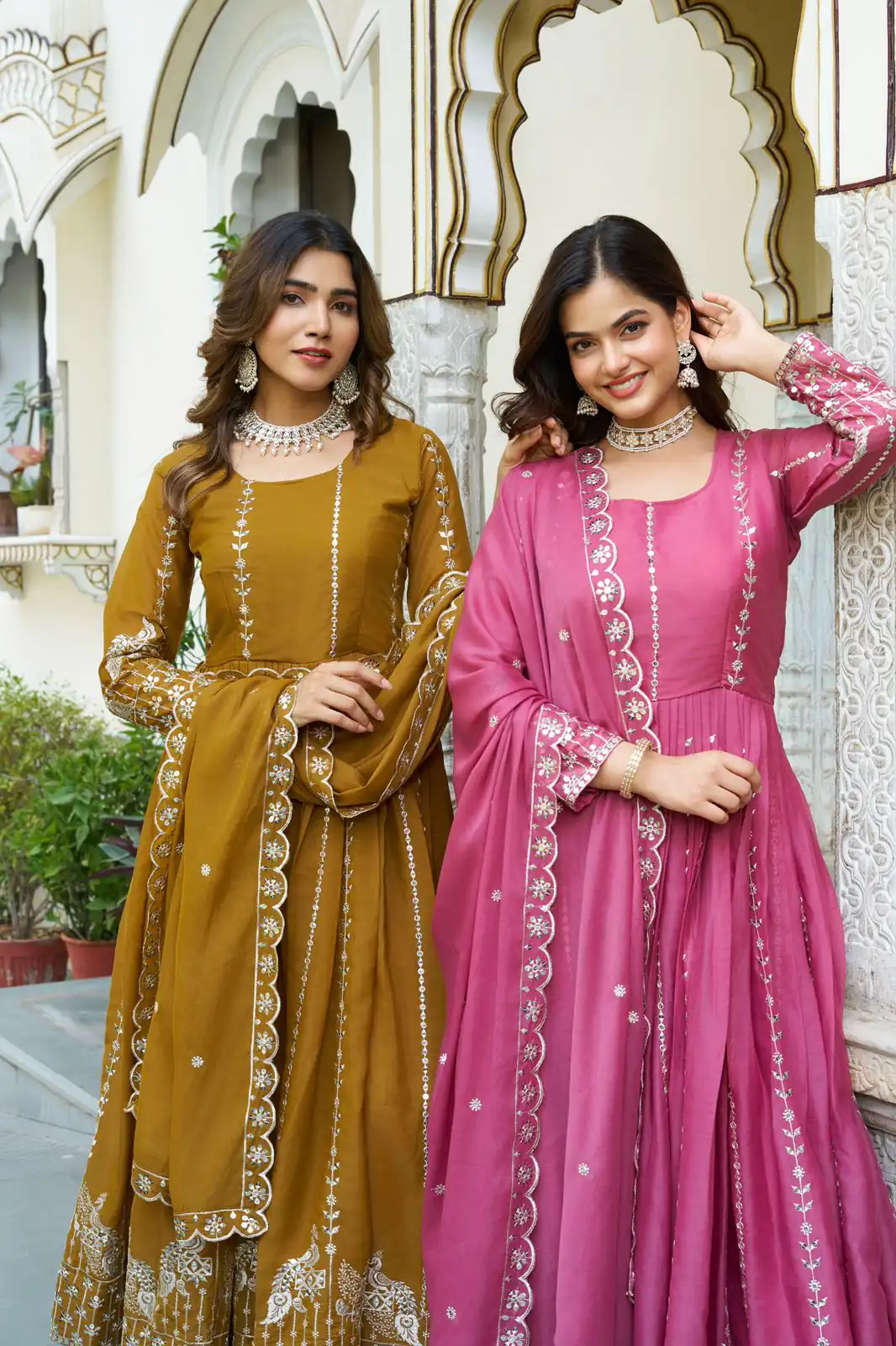 Pink Star Georgette Embroidery Work Gown | Jump Suits, Salwar suit, Casual Suits, Creative suits, Designer Suits, Palazzo Suits, Party Wear Suits, Patiala Suits, Straight Suits