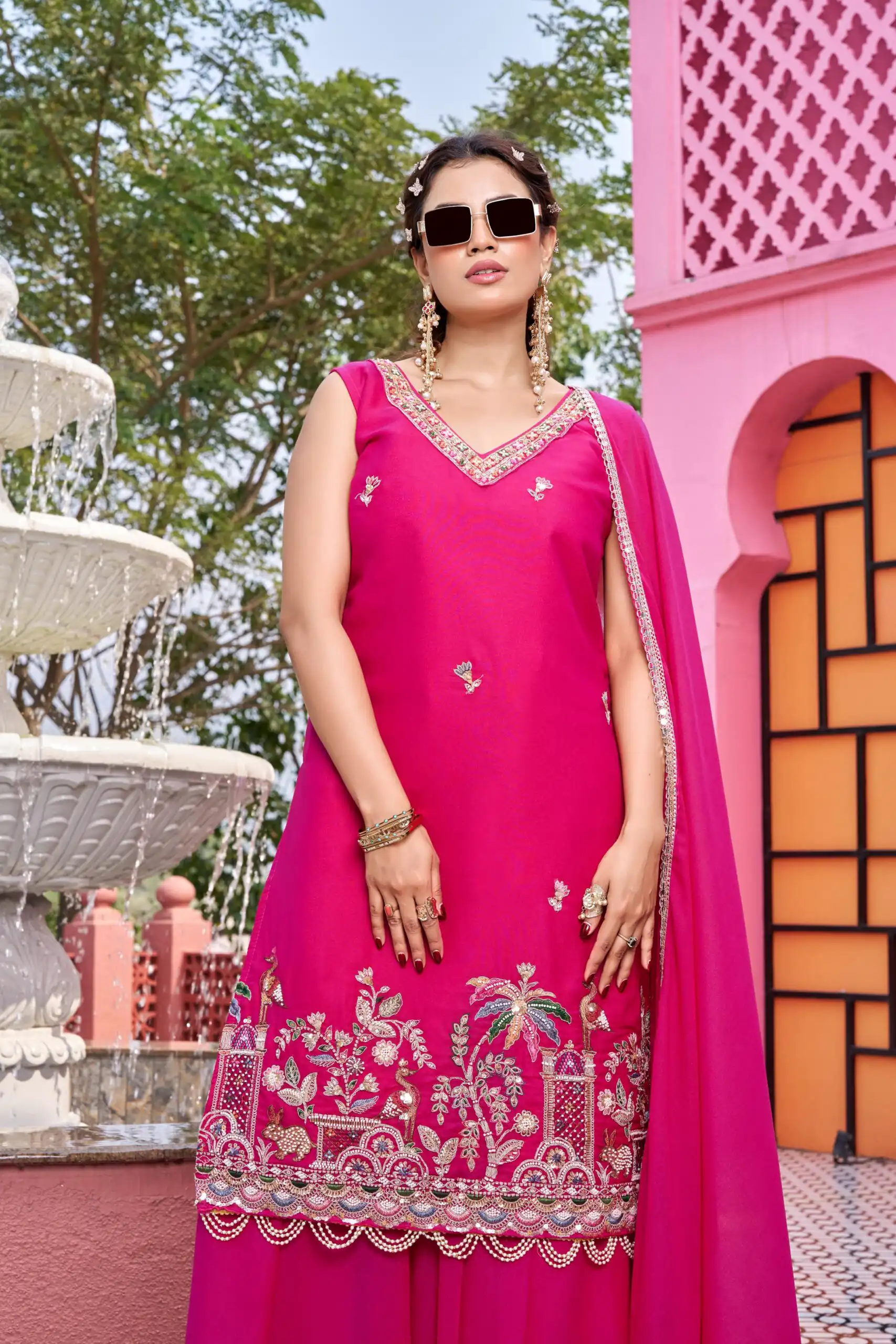 Pink Star Georgette Embroidery Work Salwar Suit | Jump Suits, Salwar suit, Casual Suits, Creative suits, Designer Suits, Palazzo Suits, Party Wear Suits, Patiala Suits, Straight Suits
