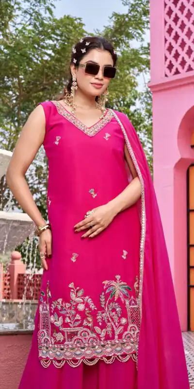 Pink Star Georgette Embroidery Work Salwar Suit | Jump Suits, Salwar suit, Casual Suits, Creative suits, Designer Suits, Palazzo Suits, Party Wear Suits, Patiala Suits, Straight Suits