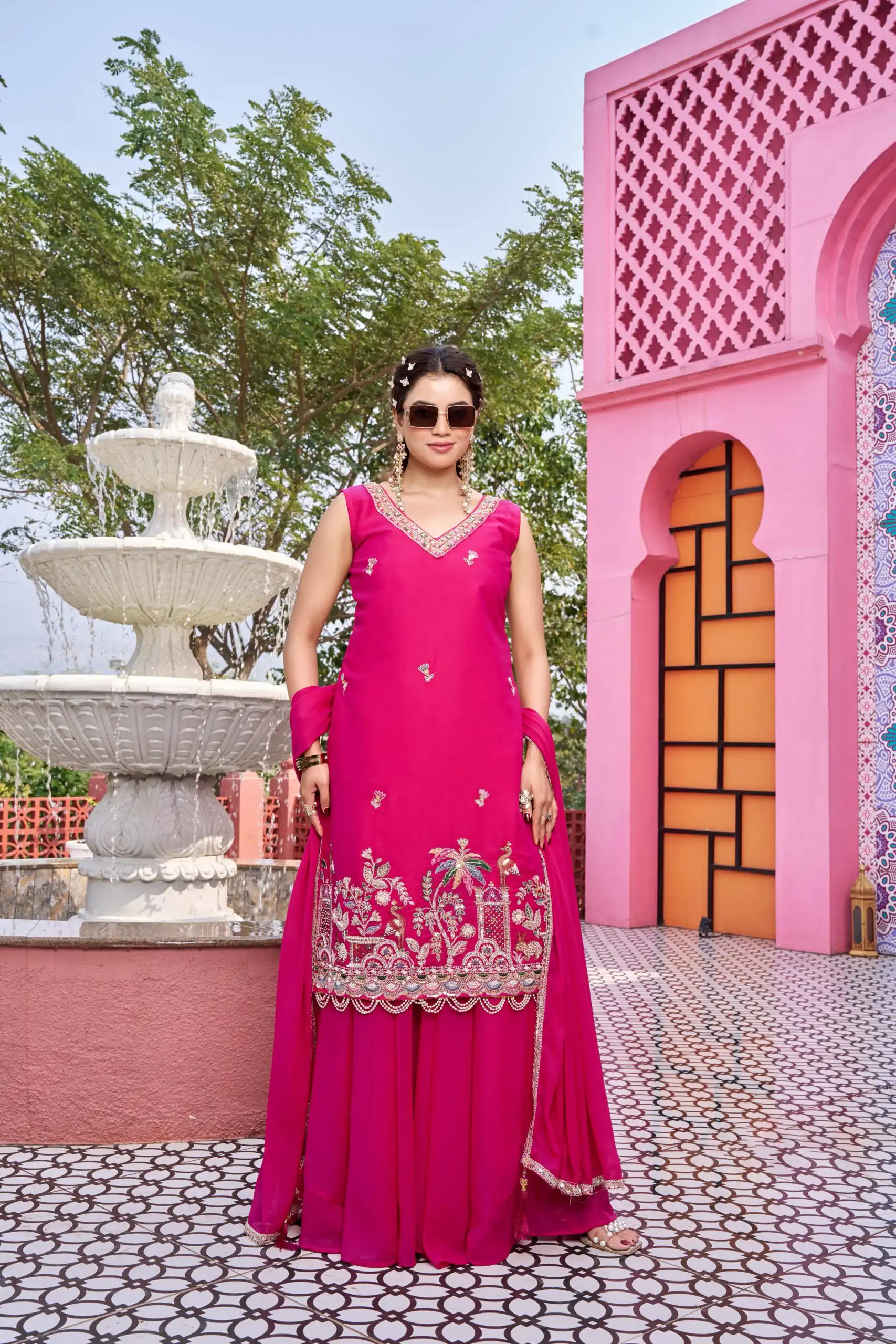 Pink Star Georgette Embroidery Work Salwar Suit | Jump Suits, Salwar suit, Casual Suits, Creative suits, Designer Suits, Palazzo Suits, Party Wear Suits, Patiala Suits, Straight Suits