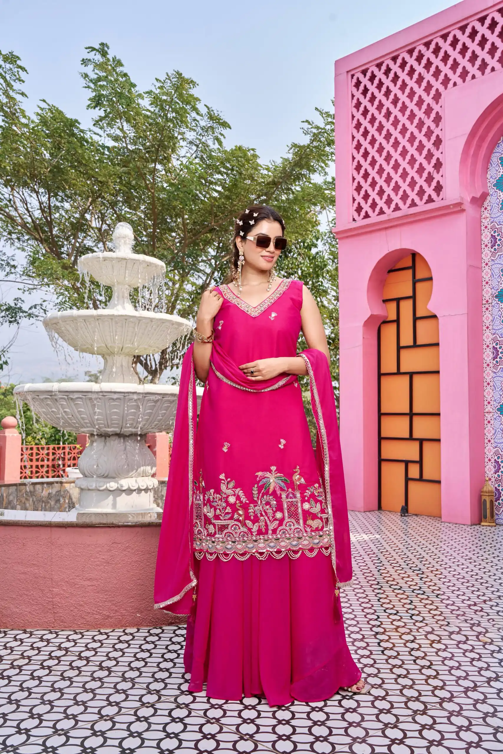 Pink Star Georgette Embroidery Work Salwar Suit | Jump Suits, Salwar suit, Casual Suits, Creative suits, Designer Suits, Palazzo Suits, Party Wear Suits, Patiala Suits, Straight Suits