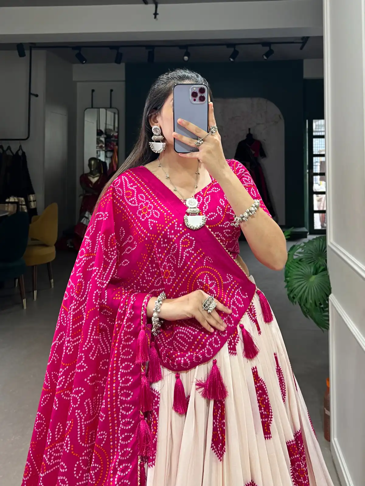 Pink Tasar Bandhej Lehenga Choli | Lehenga, Bollywood Lehenga, Creative Lehenga, Designer Lehenga, Embroidered Lehenga, Party Wear Lehenga