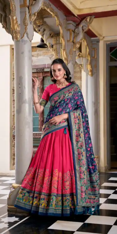 Pink Tasar Silk With Gotta Patti Lehenga Choli | Lehenga, Bollywood Lehenga, Creative Lehenga, Designer Lehenga, Embroidered Lehenga, Party Wear Lehenga