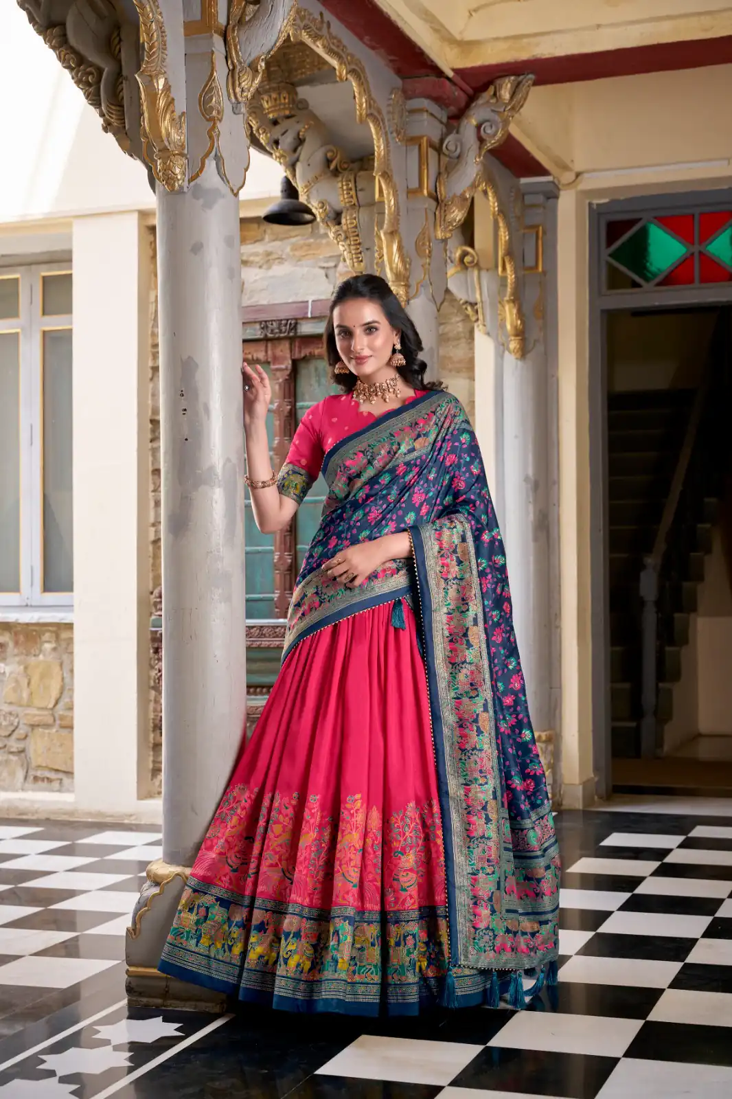 Pink Tasar Silk With Gotta Patti Lehenga Choli | Lehenga, Bollywood Lehenga, Creative Lehenga, Designer Lehenga, Embroidered Lehenga, Party Wear Lehenga