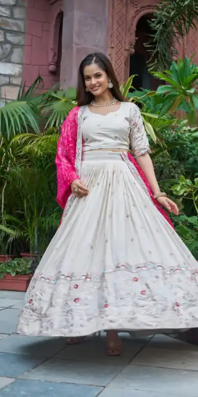 Pink Tissue Silk Embroidery Work Lehenga Choli | Lehenga, Bollywood Lehenga, Creative Lehenga, Designer Lehenga, Embroidered Lehenga, Party Wear Lehenga