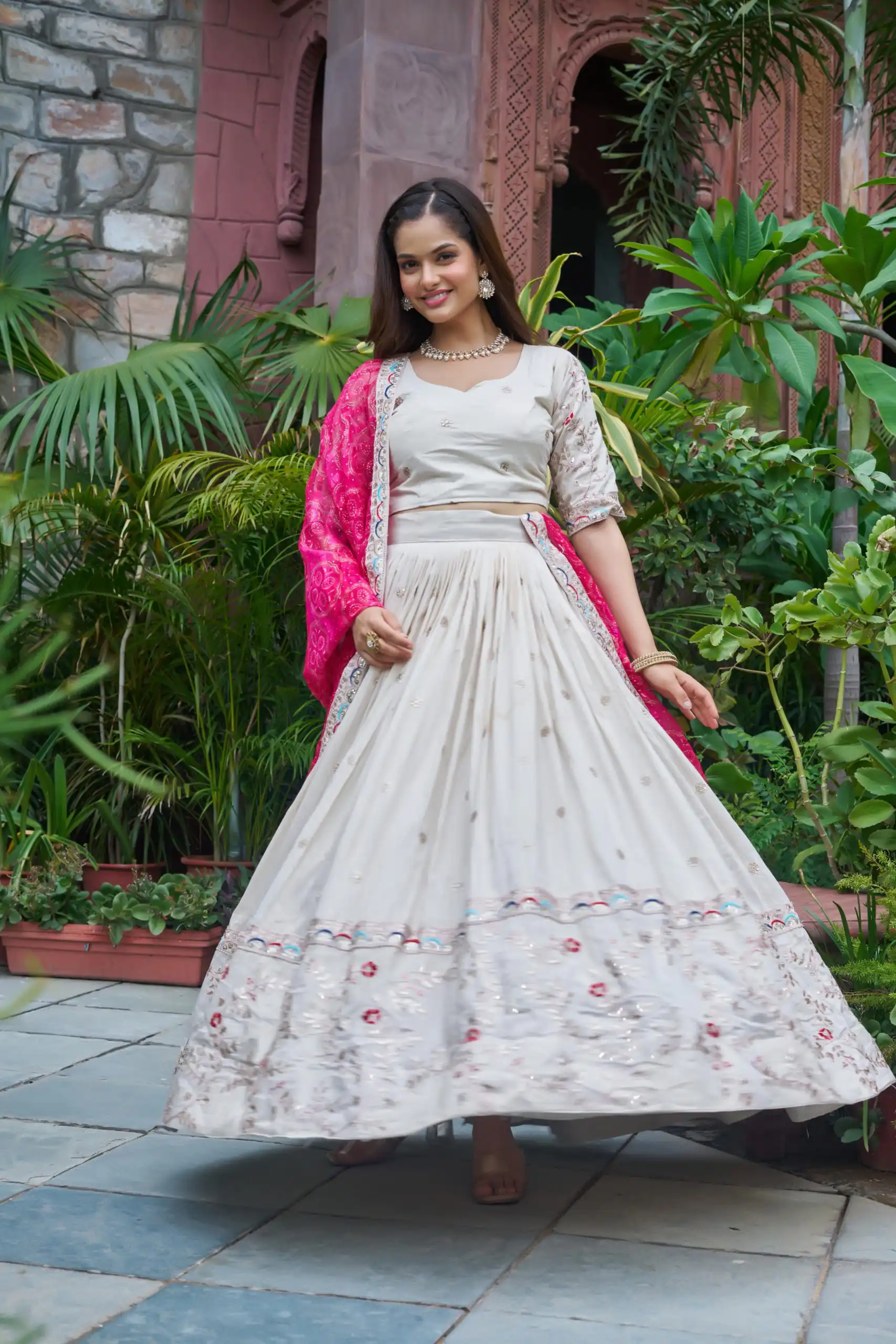 Pink Tissue Silk Embroidery Work Lehenga Choli | Lehenga, Bollywood Lehenga, Creative Lehenga, Designer Lehenga, Embroidered Lehenga, Party Wear Lehenga