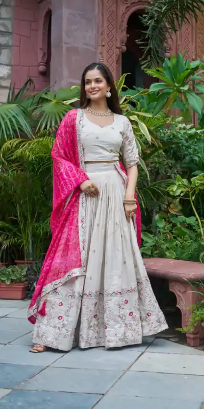 Pink Tissue Silk Embroidery Work Lehenga Choli | Lehenga, Bollywood Lehenga, Creative Lehenga, Designer Lehenga, Embroidered Lehenga, Party Wear Lehenga