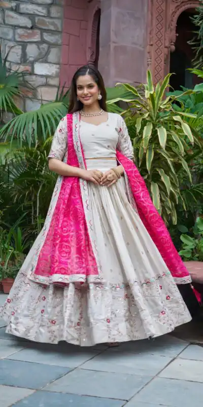 Pink Tissue Silk Embroidery Work Lehenga Choli | Lehenga, Bollywood Lehenga, Creative Lehenga, Designer Lehenga, Embroidered Lehenga, Party Wear Lehenga