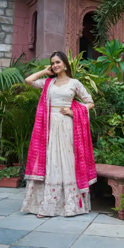 Pink Tissue Silk Embroidery Work Lehenga Choli | Lehenga, Bollywood Lehenga, Creative Lehenga, Designer Lehenga, Embroidered Lehenga, Party Wear Lehenga