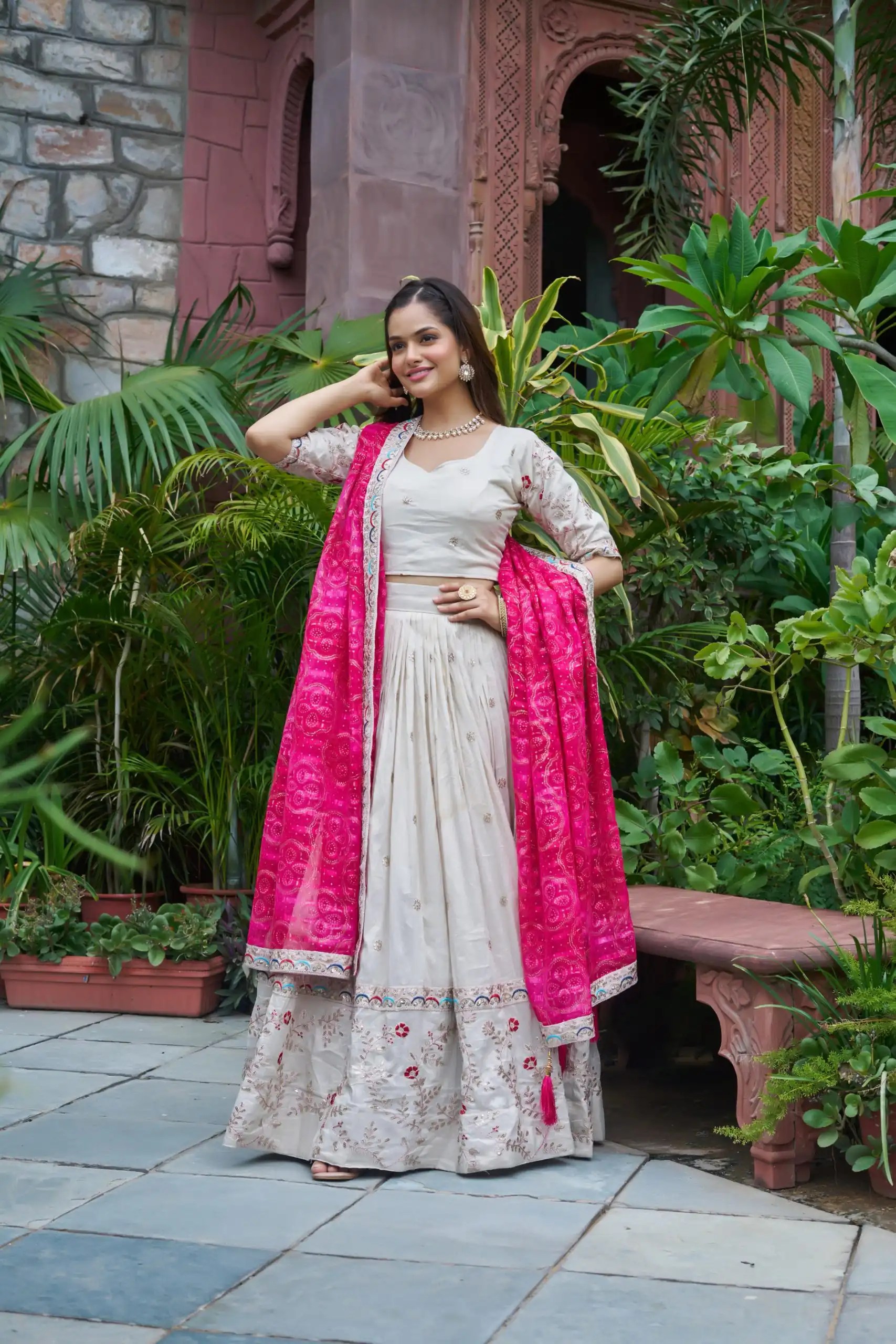 Pink Tissue Silk Embroidery Work Lehenga Choli | Lehenga, Bollywood Lehenga, Creative Lehenga, Designer Lehenga, Embroidered Lehenga, Party Wear Lehenga