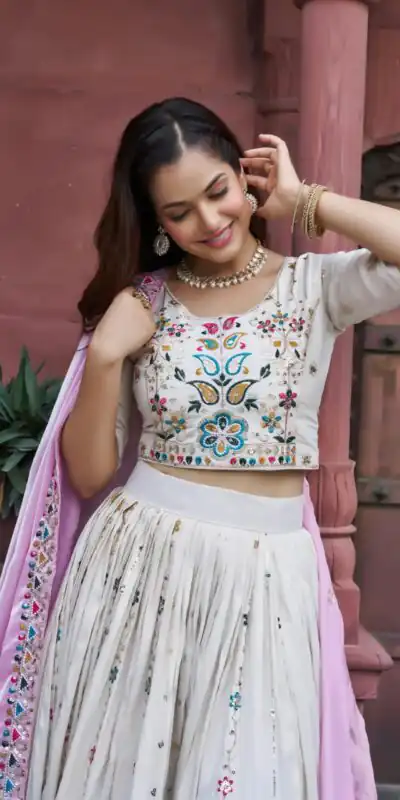 Pink Tissue Silk Thread Embroidery Work Lehenga Choli | Lehenga, Bollywood Lehenga, Creative Lehenga, Designer Lehenga, Embroidered Lehenga, Party Wear Lehenga