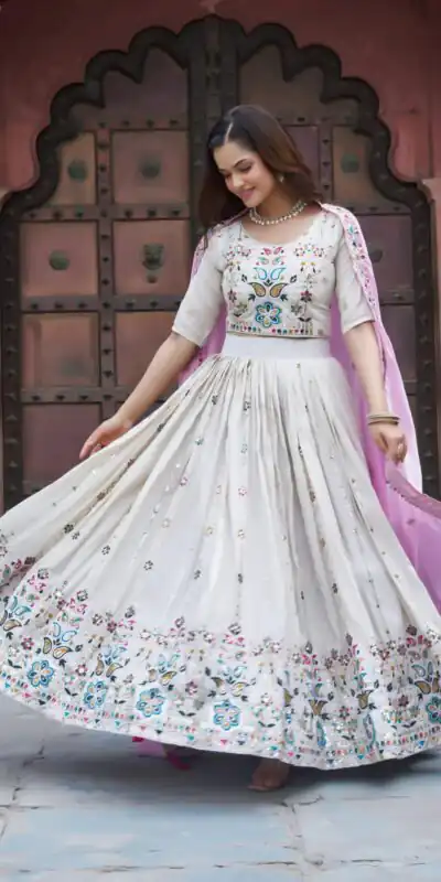 Pink Tissue Silk Thread Embroidery Work Lehenga Choli | Lehenga, Bollywood Lehenga, Creative Lehenga, Designer Lehenga, Embroidered Lehenga, Party Wear Lehenga