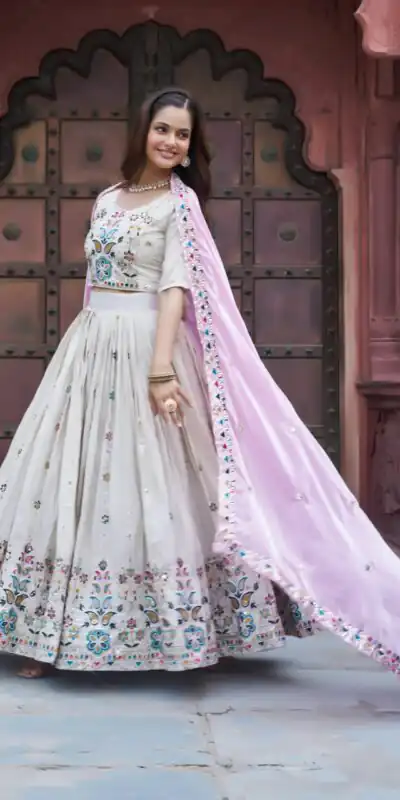 Pink Tissue Silk Thread Embroidery Work Lehenga Choli | Lehenga, Bollywood Lehenga, Creative Lehenga, Designer Lehenga, Embroidered Lehenga, Party Wear Lehenga