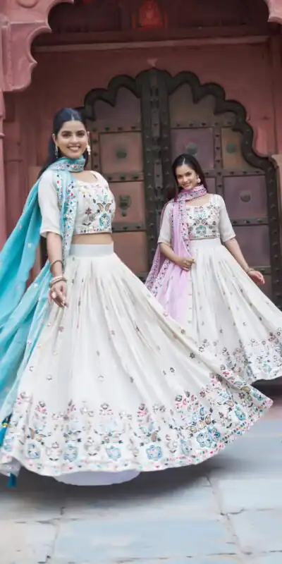 Pink Tissue Silk Thread Embroidery Work Lehenga Choli | Lehenga, Bollywood Lehenga, Creative Lehenga, Designer Lehenga, Embroidered Lehenga, Party Wear Lehenga