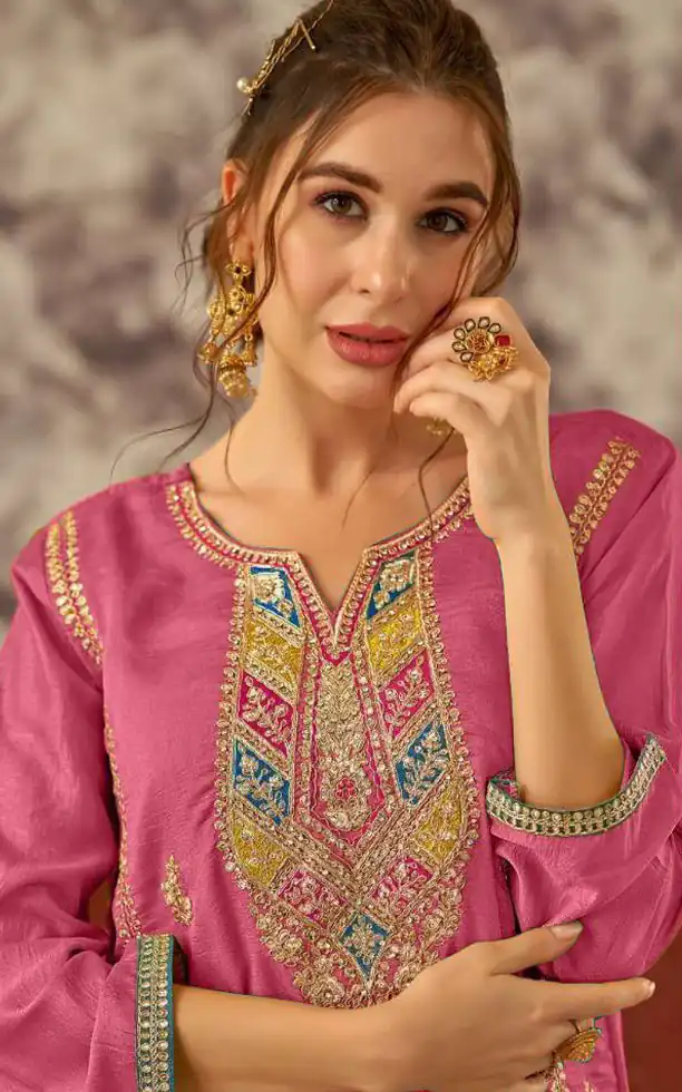 Pink Vichitra Embroidery Codding Sequence Salwar Suit | Jump Suits, Salwar suit, Casual Suits, Creative suits, Designer Suits, Palazzo Suits, Party Wear Suits, Patiala Suits, Straight Suits