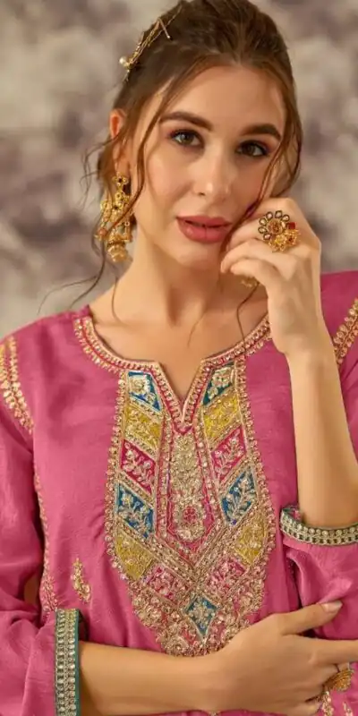 Pink Vichitra Embroidery Codding Sequence Salwar Suit | Salwar suit, Casual Suits, Creative suits, Designer Suits, Palazzo Suits, Party Wear Suits, Patiala Suits, Straight Suits
